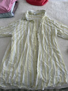 Cynthia Rowley Yellow and White Striped Button-Up Blouse